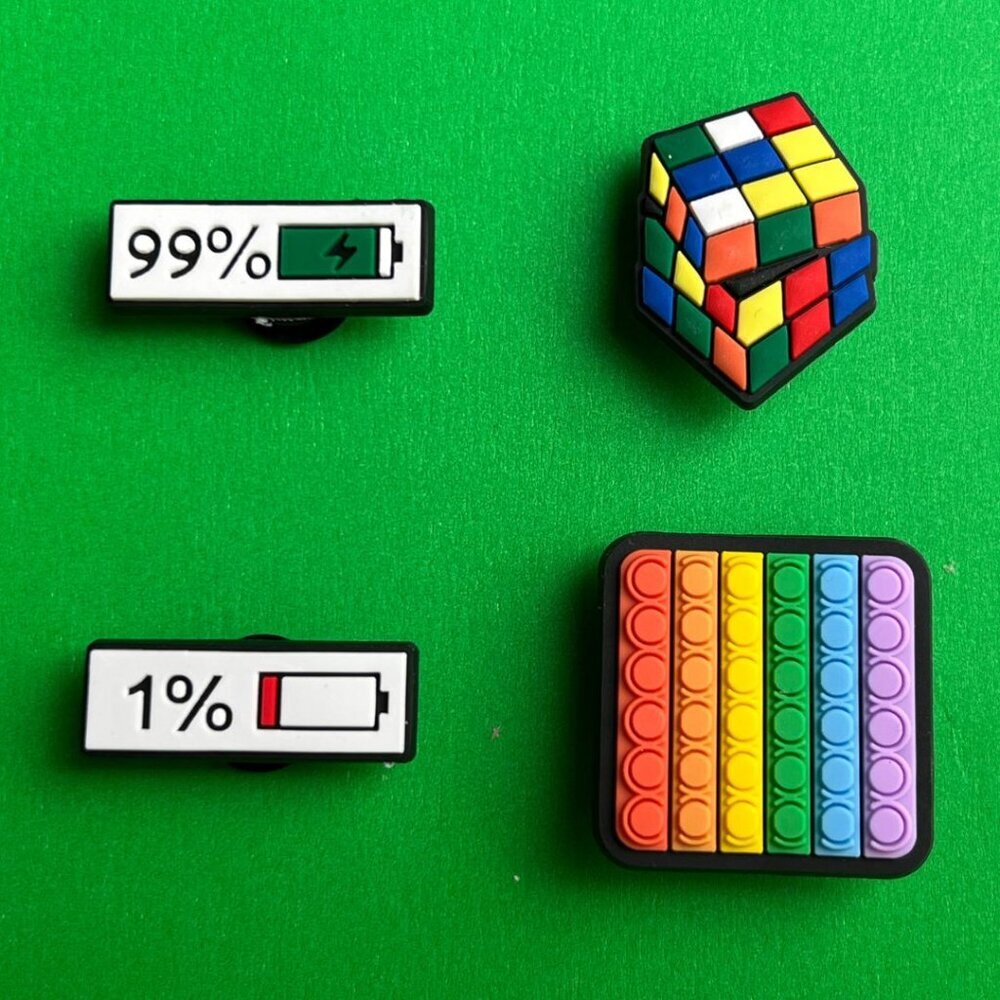 Rubik Cube Crocs Shoe Charms Set of 4 - jibbitz Charms pop fidget
